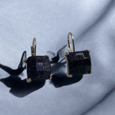 Brinco de Anzol com Pedra Estrela Azul Escura Ródio